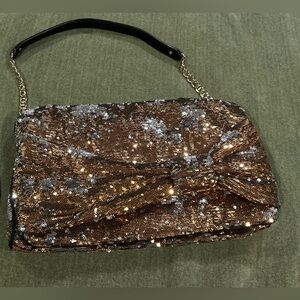 KATE SPADE GOLD AND SILVER SEQUIN PAOLA CLUTCH PURSE